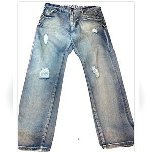 Beat & Rhythm BLUE jeans Motorcycle Biker Distressed rips biker street men’s 36
